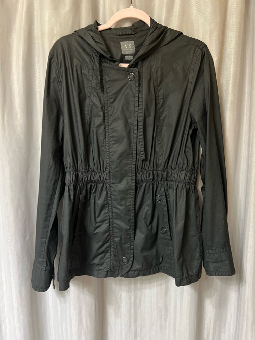 Armani Exchange 100% cotton Women's Black Hooded Jacket size L with small defect